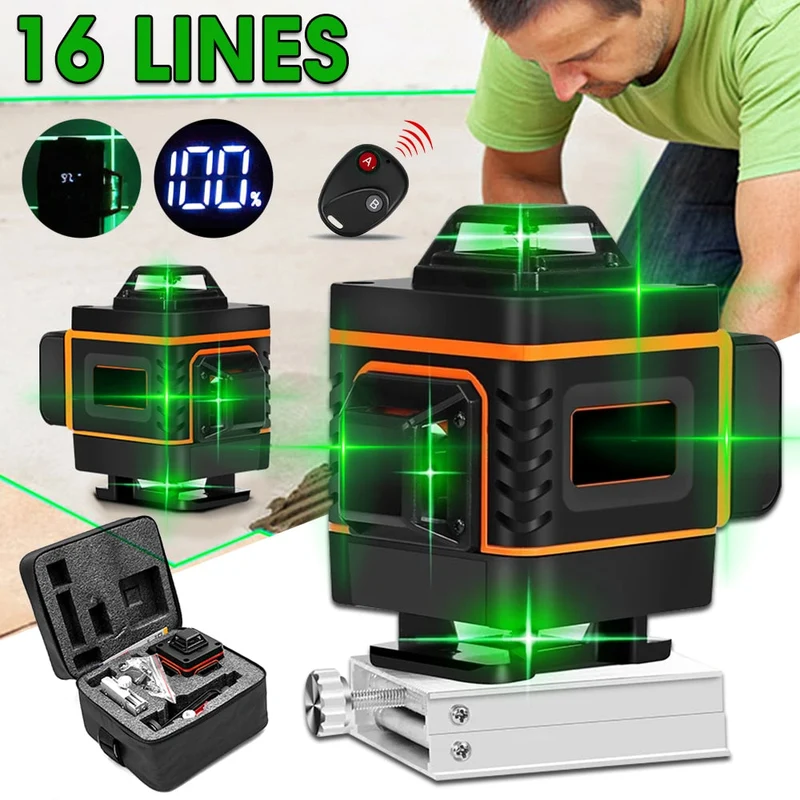 Niveau Laser 4D 16 lignes auto-nivelant 360 outil de mesure transversale horizontale et verticale Instrument de niveau Laser de Construction puissant
