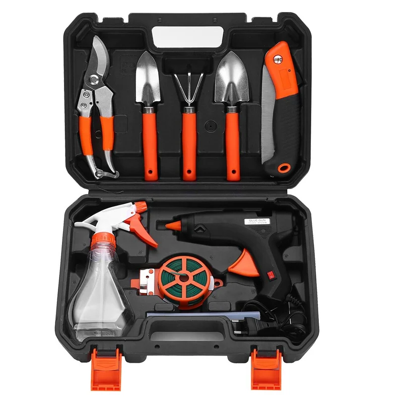 10 pièces Mini outils de jardinage multi-outils plantes de jardin ensemble d'outils à main sécateur scie pliante sol en vrac râteau pelle vaporisateur bouteille