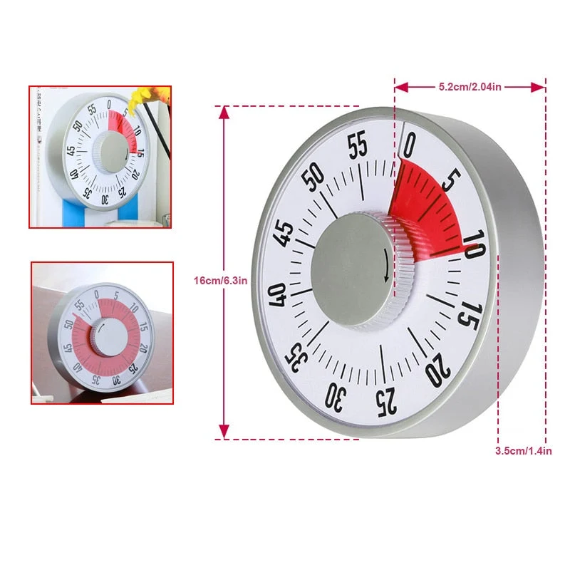 Minuterie de cuisine avec base magnétique 60 minutes cadran rond compte à rebours minuterie de cuisson alarme rappel de temps mécanique Gadgets de cuisine