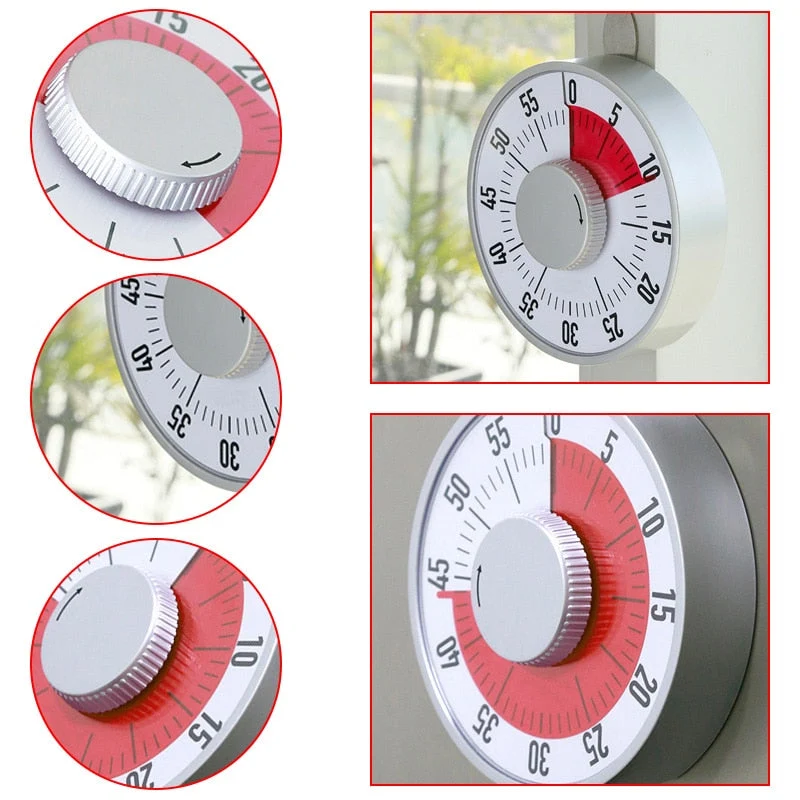 Minuterie de cuisine avec base magnétique 60 minutes cadran rond compte à rebours minuterie de cuisson alarme rappel de temps mécanique Gadgets de cuisine