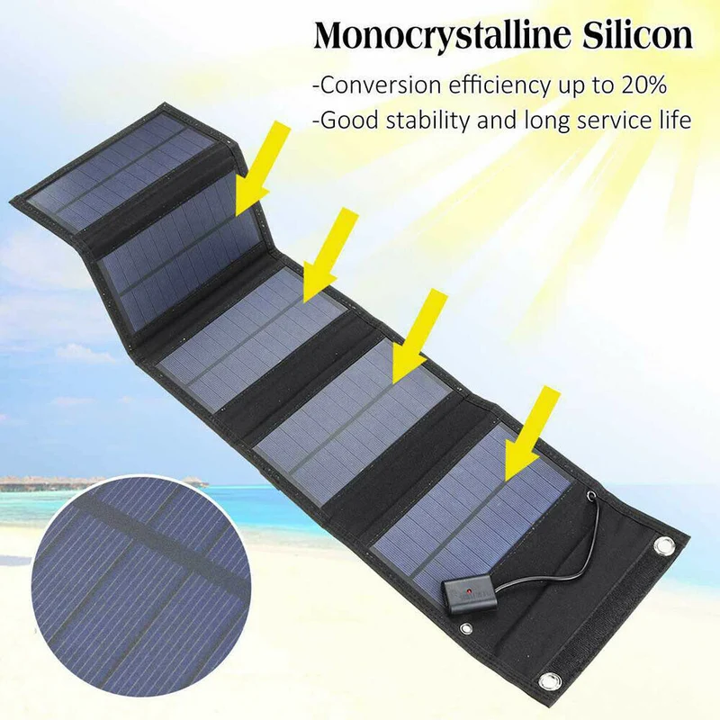 Portable 70W panneau solaire pliant batterie externe à énergie solaire 5V 2A USB sortie étanche chargeur de batterie solaire pour téléphone extérieur