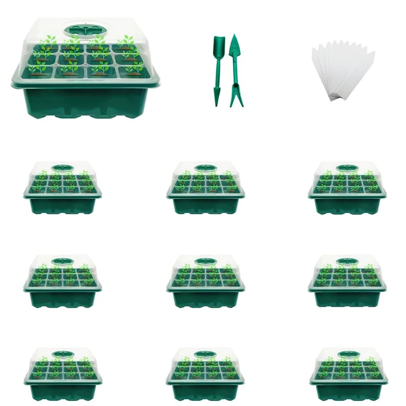 10 ensembles 12 trous en plastique pépinière Pots plateau de graines boîte de culture PET Pot jardin serre semis planteurs plateau cultivateurs Pot