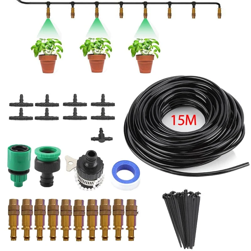15M bricolage système d'arrosage de jardin Kit de système d'irrigation goutte à goutte automatique outils et équipement de jardinage tuyau d'eau pulvérisateur buse