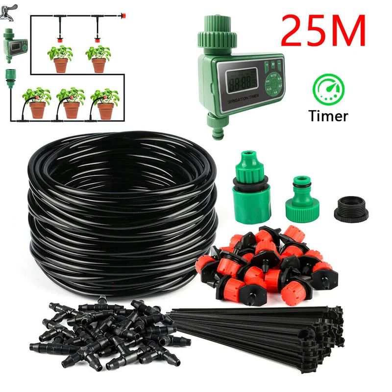25M bricolage système d'irrigation goutte à goutte système d'arrosage automatique Kit tuyau d'arrosage Micro Kits d'arrosage goutte à goutte goutteur réglable