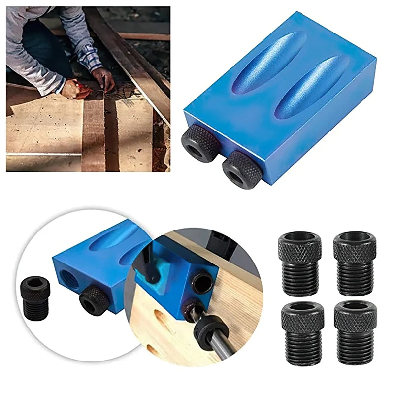 14 pièces/ensemble Kit de gabarit de trou de poche travail du bois localisateur de trou Oblique forets gabarit de trou de poche 15 degrés Angle perceuse poinçon localisateur