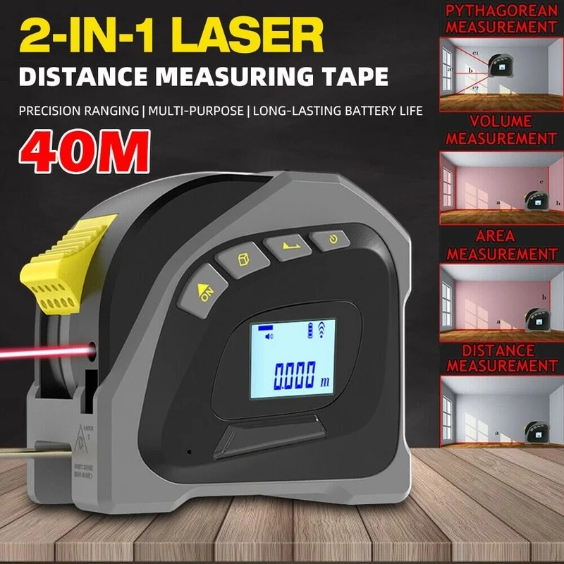 Ruban à mesurer Laser numérique 40M ruban à mesurer étanche électronique centimètre ruban rétractable télémètre règle outil d'enquête