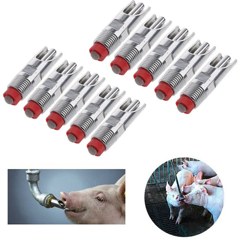 5/10 pièces abreuvoir de porc en acier inoxydable automatique mamelon à boire pour animaux de ferme bétail vache porc mamelon abreuvoir outils