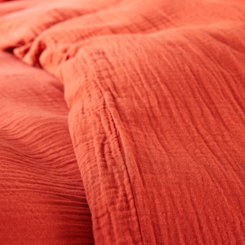 Pack 3 Pièces Housse de couette Gaze de Coton 140 x 200 cm - Dh 90 Terracotta