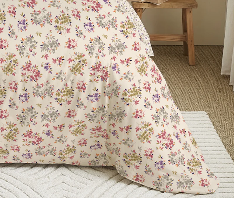 Pack 6 pièces Housse de couette Imprimé 240 x 260 cm - Drap housse 180 x 200 cm - 100% Coton 57 Fils