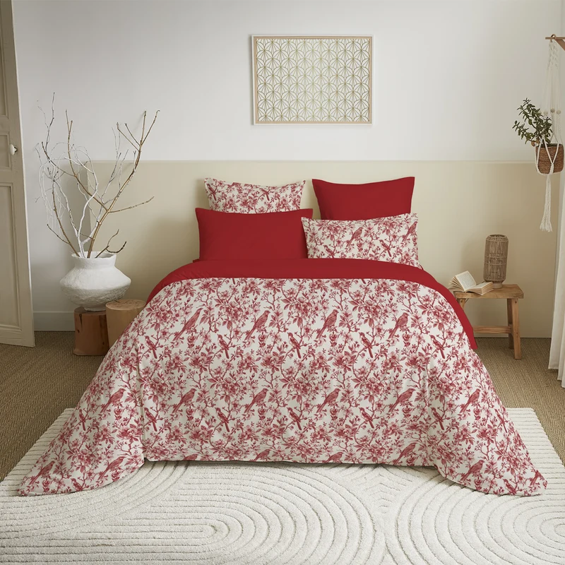 Pack 6 pièces Housse de couette Imprimé 240 x 260 cm - Drap housse 180 x 200 cm - 100% Coton 57 Fils