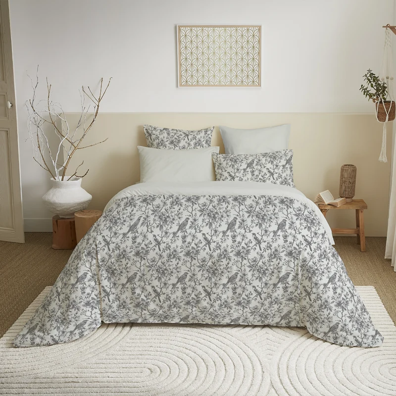Pack 6 pièces Housse de couette Imprimé 240 x 260 cm - Drap housse 180 x 200 cm - 100% Coton 57 Fils