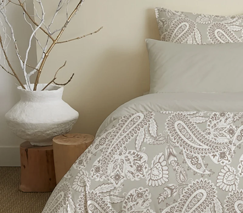 Pack 6 pièces Housse de couette Imprimé 240 x 260 cm - Drap housse 180 x 200 cm - 100% Coton 57 Fils