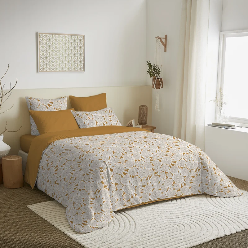 Pack 6 pièces Housse de couette Imprimé 220 x 240 cm - Drap housse 140 x 190 cm - 100% Coton 57 Fils