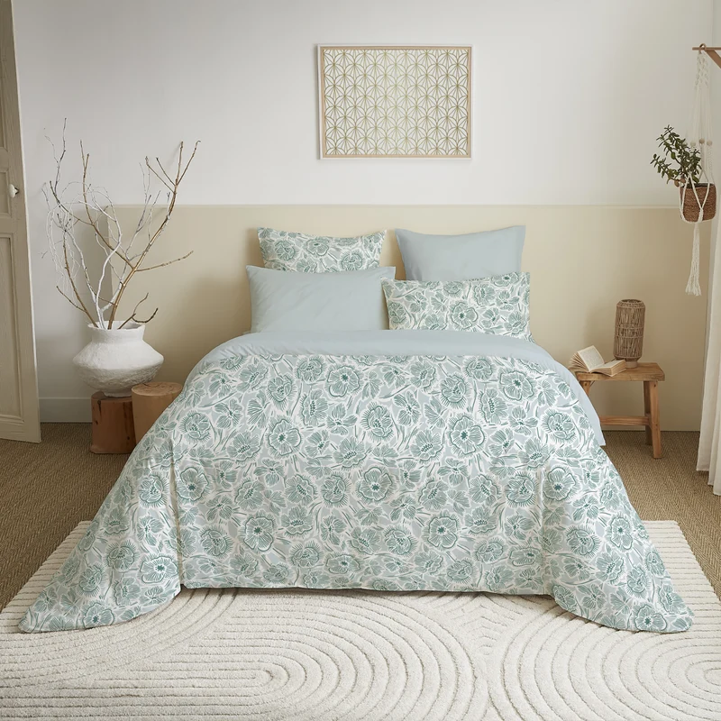 Pack 4 Pièces Housse de couette Imprimé 140 x 200 cm - Drap housse 90 x 190 cm - 100% Coton 57 Fils