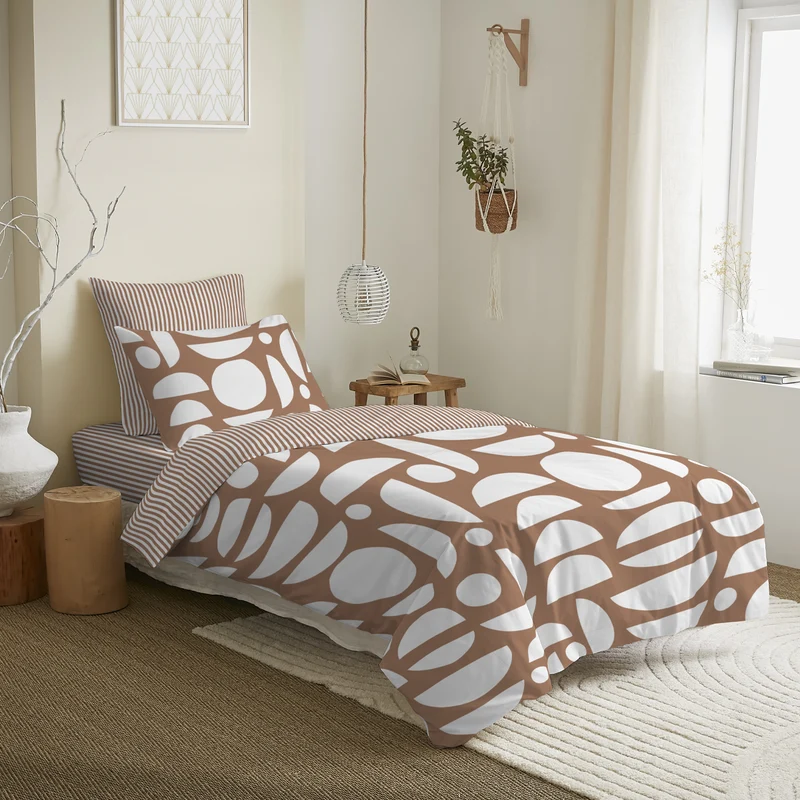 Pack 4 Pièces Housse de couette Imprimé 140 x 200 cm - Drap housse 90 x 190 cm - 100% Coton 57 Fils