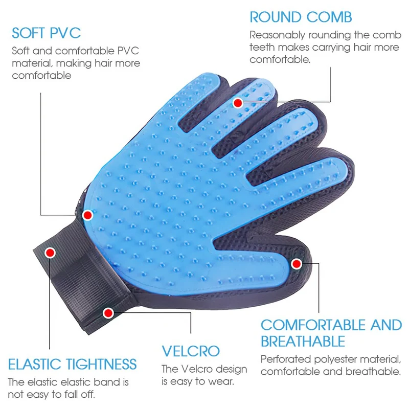 Gant de toilettage pour chat épilateur gants en caoutchouc démêlage brosse peigne gant chien toilettage et soins nettoyage bain Massage