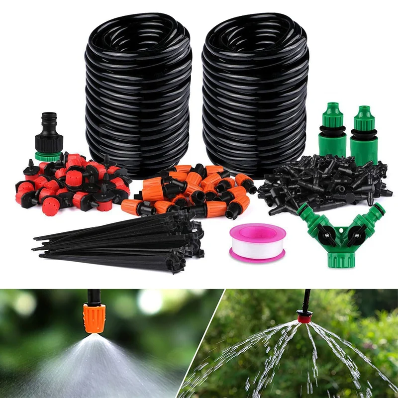 Système d'irrigation goutte à goutte Kits d'irrigation à arrosage automatique Maison Jardin Serre Tuyau d'arrosage automatique Micro goutte à goutte Set Dispositifs de pulvérisation