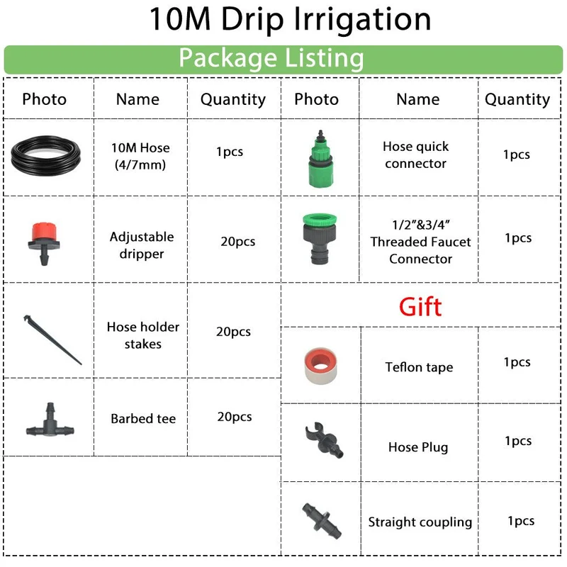 Système d'irrigation goutte à goutte Kits d'irrigation à arrosage automatique Maison Jardin Serre Tuyau d'arrosage automatique Micro goutte à goutte Set Dispositifs de pulvérisation