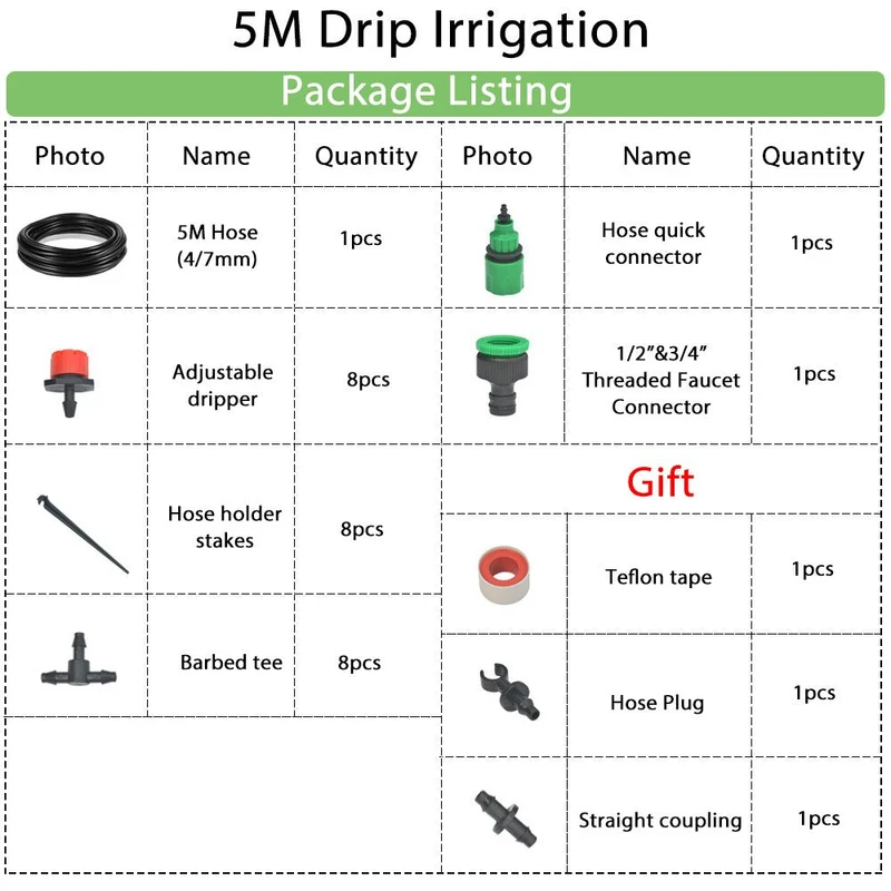 Système d'irrigation goutte à goutte Kits d'irrigation à arrosage automatique Maison Jardin Serre Tuyau d'arrosage automatique Micro goutte à goutte Set Dispositifs de pulvérisation