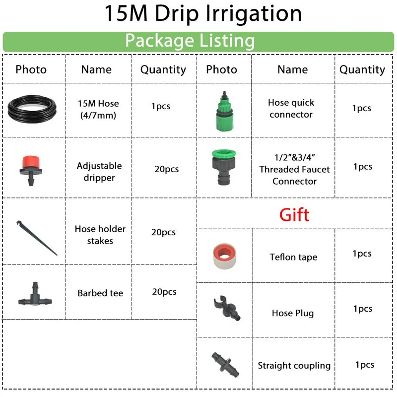 Système d'irrigation goutte à goutte Kits d'irrigation à arrosage automatique Maison Jardin Serre Tuyau d'arrosage automatique Micro goutte à goutte Set Dispositifs de pulvérisation