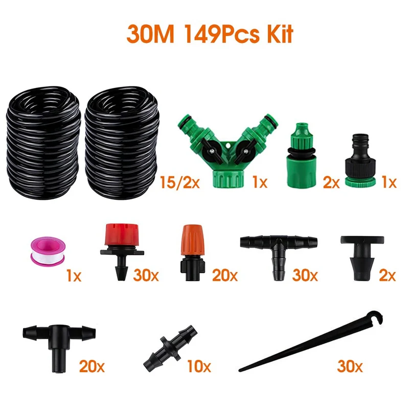 Système d'irrigation goutte à goutte Kits d'irrigation à arrosage automatique Maison Jardin Serre Tuyau d'arrosage automatique Micro goutte à goutte Set Dispositifs de pulvérisation