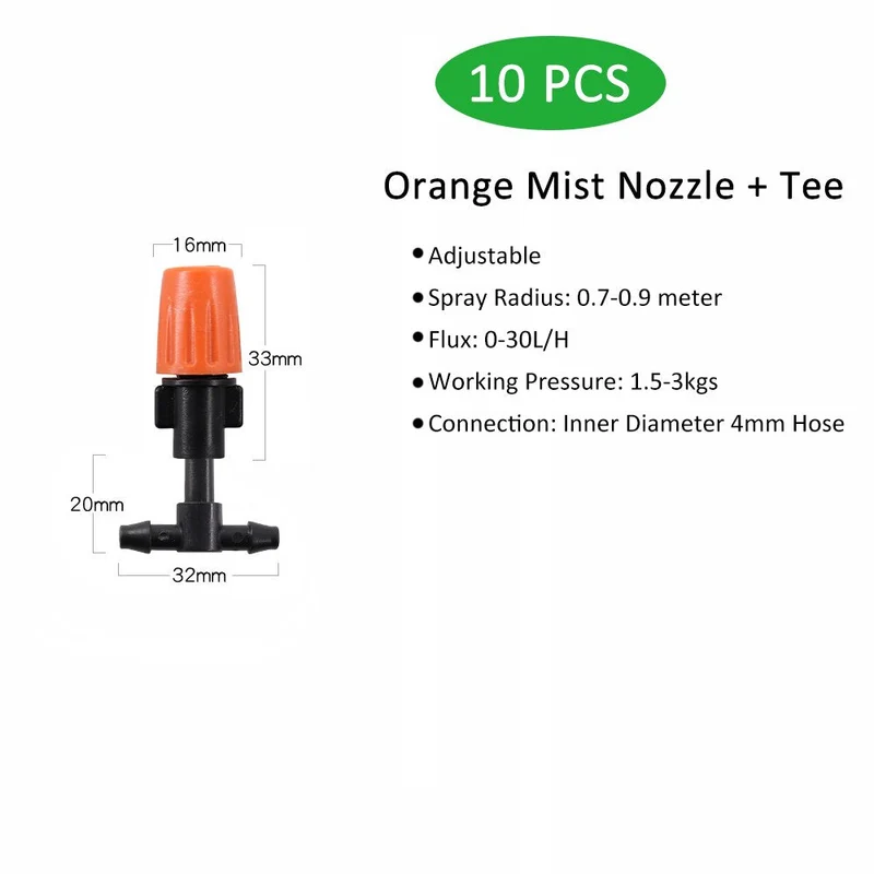 Pulvérisateurs automatiques d'arrosage goutte à goutte arroseur d'irrigation réglable Micro buse de pulvérisation tuyau té outils de jardinage pour serres