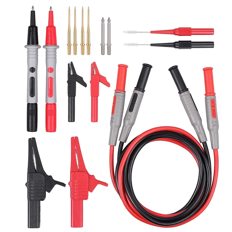 Kit de fils de Test multimètre pinces crocodiles prise banane pour tester le câble de crochet fil de Test de sonde multimètre remplaçable CAT III 1000V