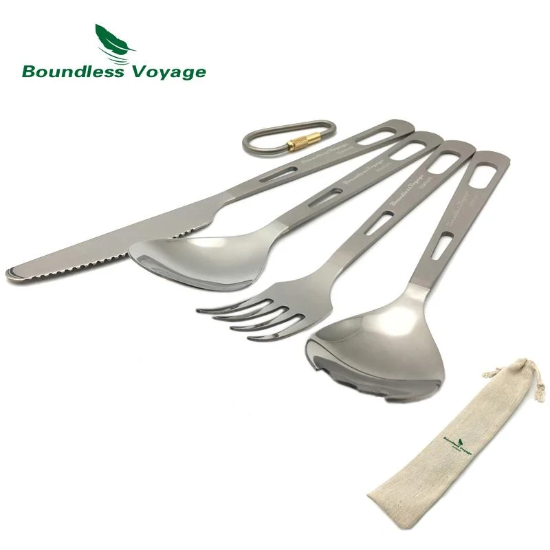 Boundless Voyage Titanium Camping Couverts Cuillère Fourchette Couteau Spork Baguettes