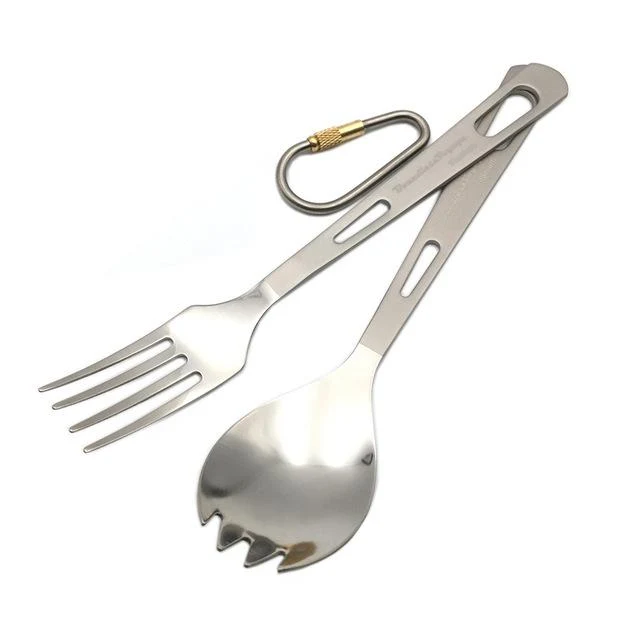 Boundless Voyage Titanium Camping Couverts Cuillère Fourchette Couteau Spork Baguettes
