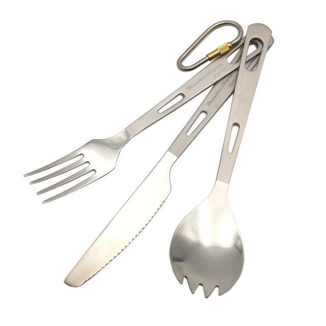 Boundless Voyage Titanium Camping Couverts Cuillère Fourchette Couteau Spork Baguettes