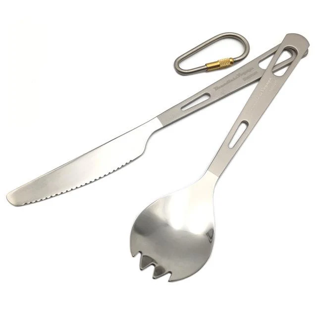Boundless Voyage Titanium Camping Couverts Cuillère Fourchette Couteau Spork Baguettes