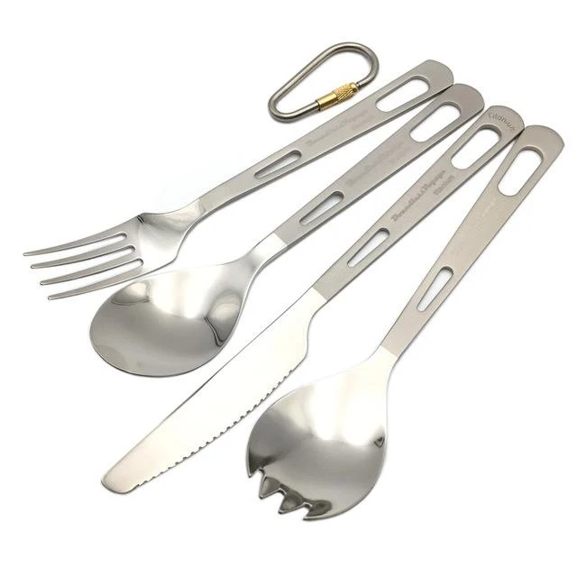 Boundless Voyage Titanium Camping Couverts Cuillère Fourchette Couteau Spork Baguettes