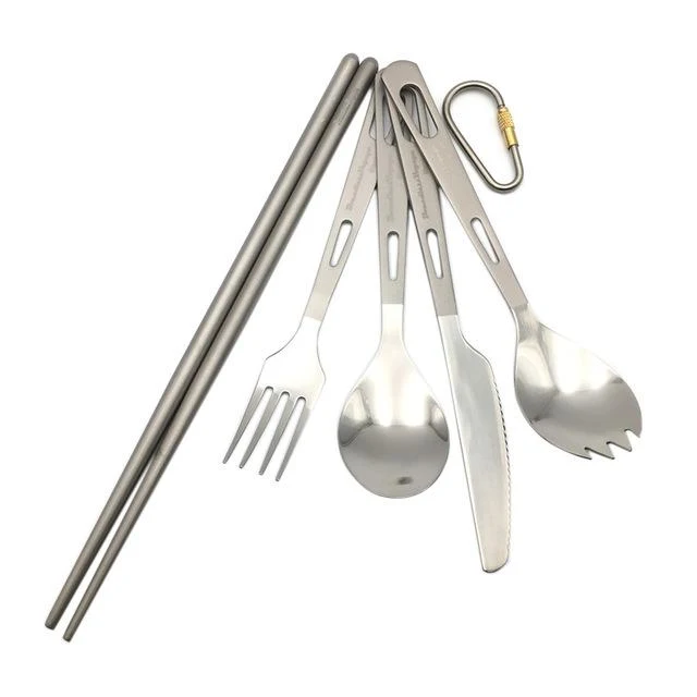 Boundless Voyage Titanium Camping Couverts Cuillère Fourchette Couteau Spork Baguettes