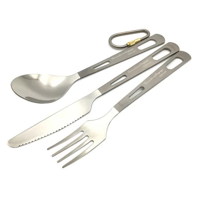 Boundless Voyage Titanium Camping Couverts Cuillère Fourchette Couteau Spork Baguettes