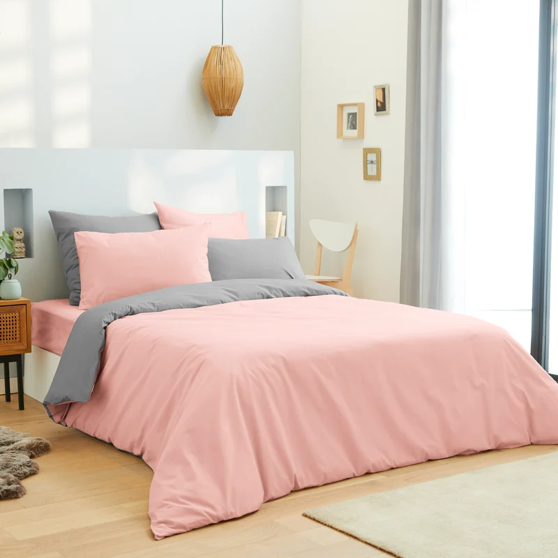 Pack 6 pièces Housse de couette 240 x 260 cm - Drap housse 180 x 200 cm - 100% Coton 57 Fils