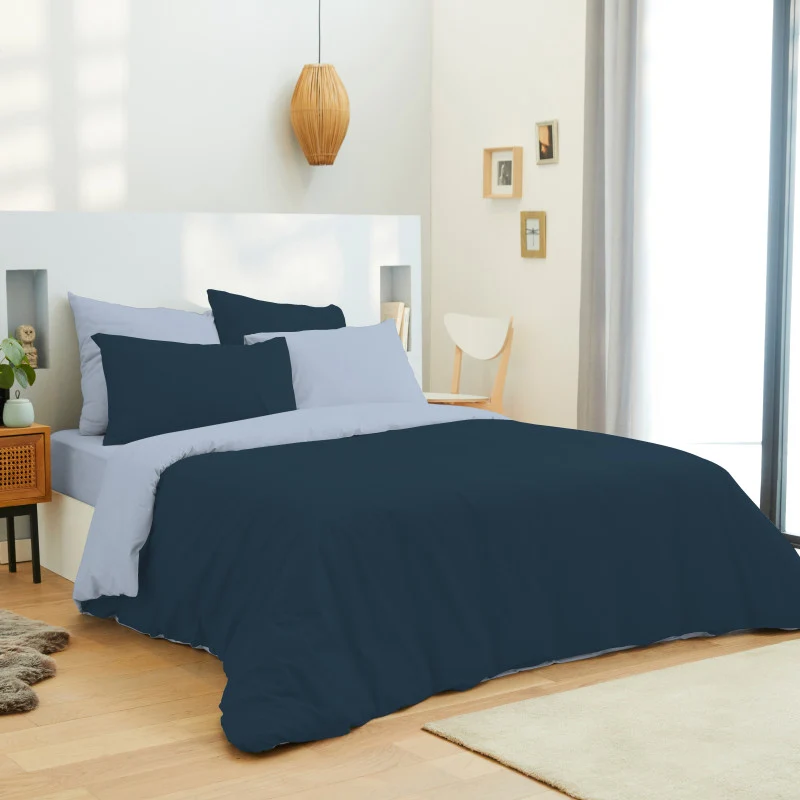 Pack 6 pièces Housse de couette 220 x 240 cm - Drap housse 140 x 190 cm - 100% Coton 57 Fils