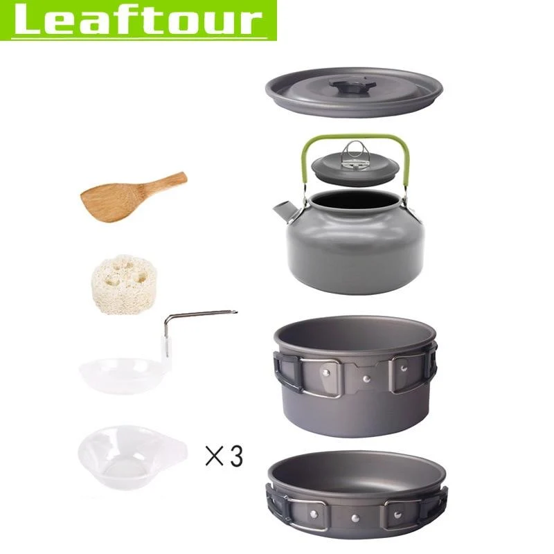 Ensemble de cuisson de camping en alliage d'aluminium Cantine de pique-nique extérieure portable