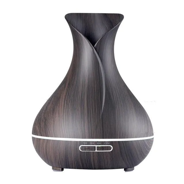 400ml Diffuseur d'huile essentielle d'arôme d'humidificateur d'air à ultrasons avec grain de bois 7 Changement de couleur des lumières LED pour la chambre à coucher Salon