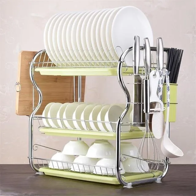 2-3 Tiers Séchoir à vaisselle Rack Cuisine titulaire de lavage Panier en fer forgé couteau de cuisine évier égouttoir égouttoir organisateur B484