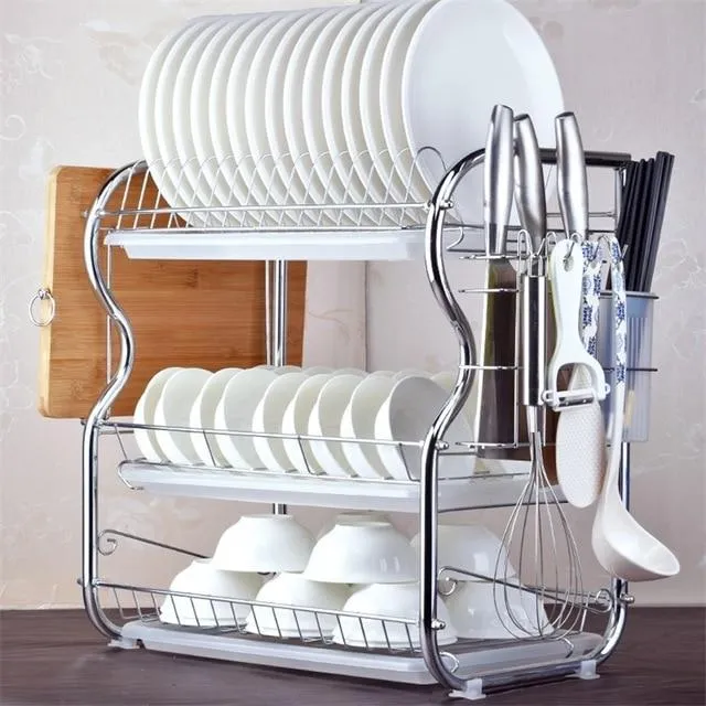 2-3 Tiers Séchoir à vaisselle Rack Cuisine titulaire de lavage Panier en fer forgé couteau de cuisine évier égouttoir égouttoir organisateur B484