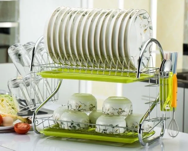 2-3 Tiers Séchoir à vaisselle Rack Cuisine titulaire de lavage Panier en fer forgé couteau de cuisine évier égouttoir égouttoir organisateur B484