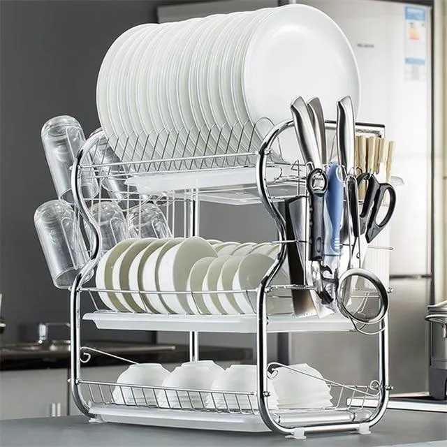 2-3 Tiers Séchoir à vaisselle Rack Cuisine titulaire de lavage Panier en fer forgé couteau de cuisine évier égouttoir égouttoir organisateur B484
