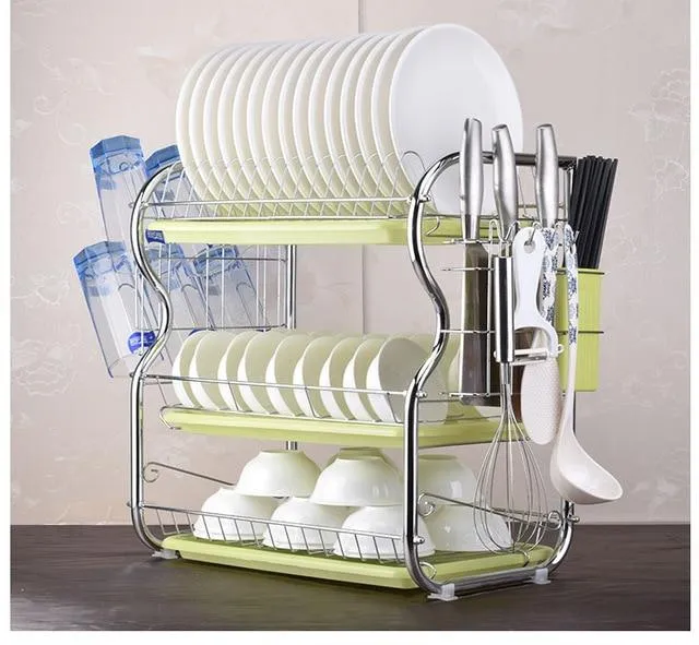 2-3 Tiers Séchoir à vaisselle Rack Cuisine titulaire de lavage Panier en fer forgé couteau de cuisine évier égouttoir égouttoir organisateur B484