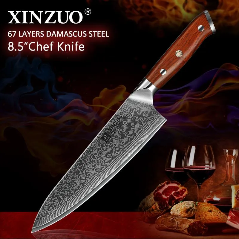 XINZUO 8.5 pouces Couteaux de chef High Carbon VG10 Japonais 67 couches Damas