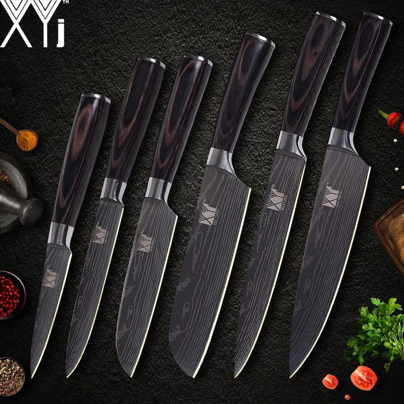XYj Cuisine Couteau Cuisinier Définit Damas Motif 7cr17 Couteau En Acier Inoxydable Chef