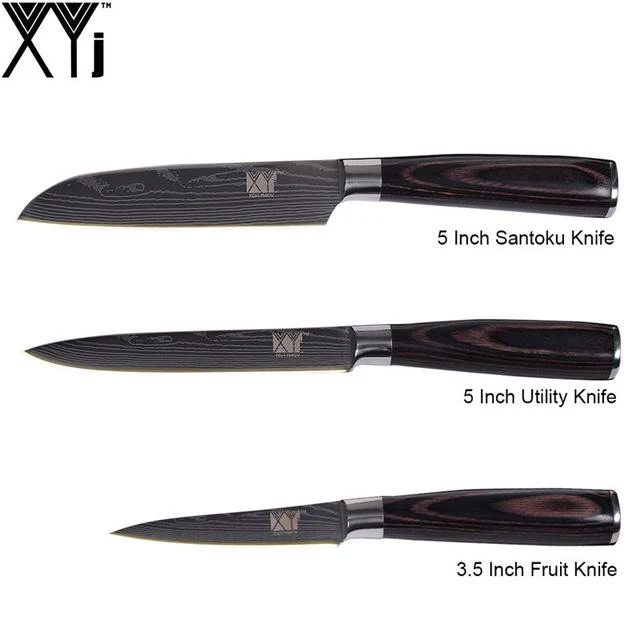 XYj Cuisine Couteau Cuisinier Définit Damas Motif 7cr17 Couteau En Acier Inoxydable Chef