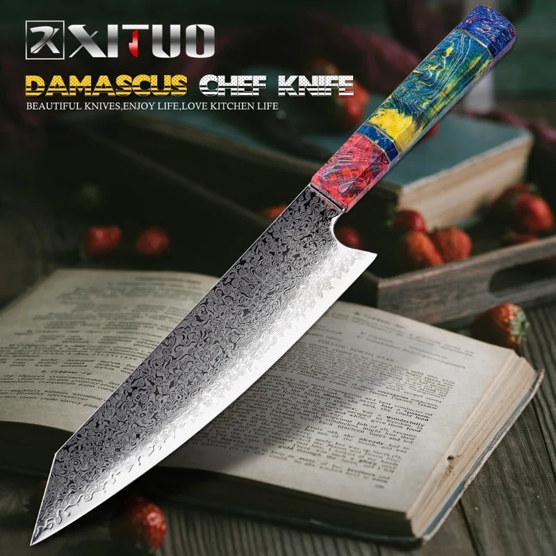 XITUO Chef's Nakiri Knife 67 Layers Japanese Damascus Steel Damascus Couteau de chef