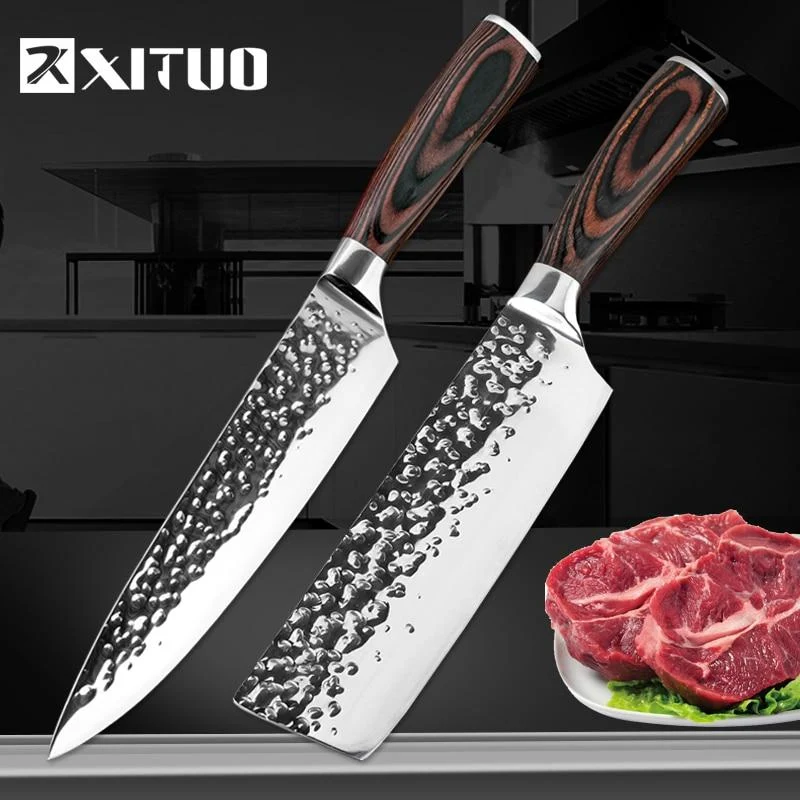 XITUO Couteau de cuisine Chef 8 pouces Couteaux en acier inoxydable Sushi Meat Santoku