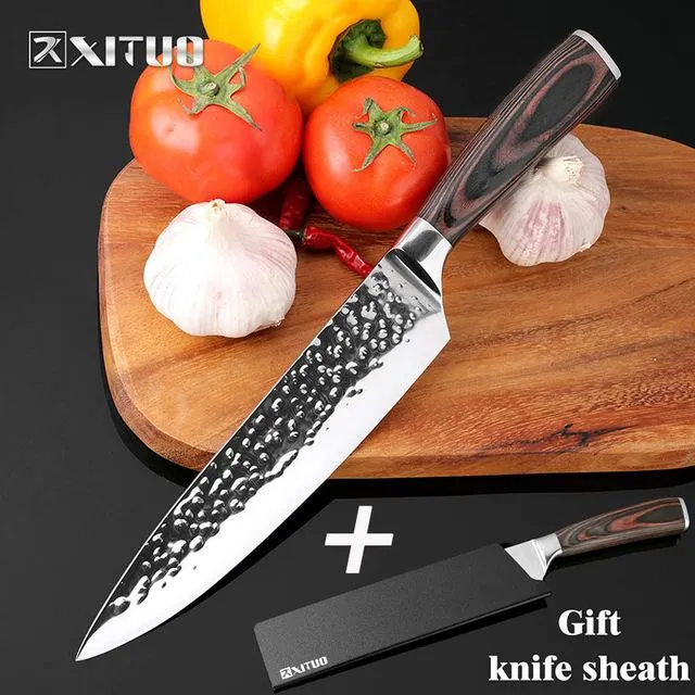 Couteaux de chef XITUO 8 "pouces forgés à la main en acier inoxydable 7Cr17Mov tranchants