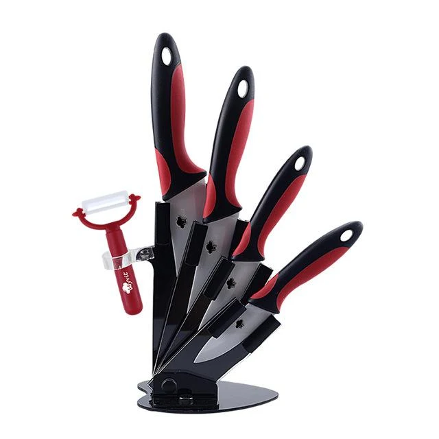 Couteau en céramique Couteaux de cuisine Porte-couteau Couteau à éplucher utilitaire Chef blanc Lame 3 4 5 6 pouces + support + couteau à éplucher
